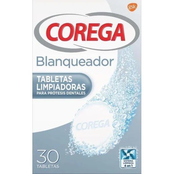Tabletas limpiadoras blanqueadoras prótesis COREGA, caja 30 unid - 30 ud - Imagen del producto en Findit