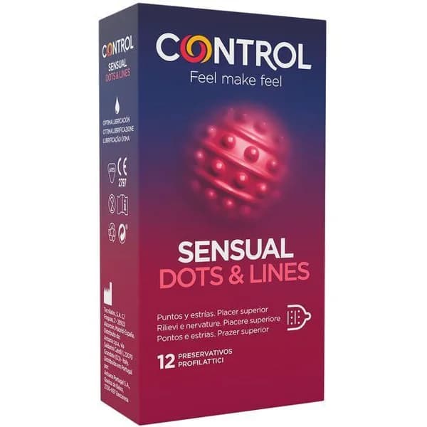 Preservativos sensual Dots&Lines CONTROL, caja 12 uds - 12 ud - Imagen del producto en Findit