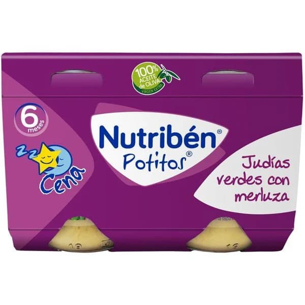 Potito cena de judías verdes-merluza NUTRIBEN, pack 2x190 g - 0.38 kg - Imagen del producto en Findit