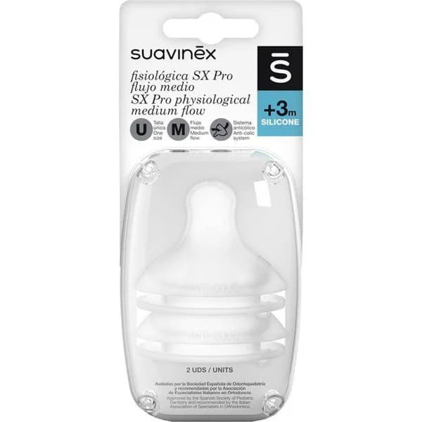 Tetina fisiológica flujo M silicona SUAVINEX, pack 2 uds - 1 ud - Imagen del producto en Findit