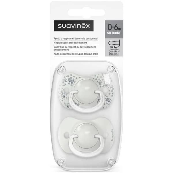 Chupete fisiológico de silicona 0-6 m SUAVINEX, pack 2 uds - 2 ud - Imagen del producto en Findit