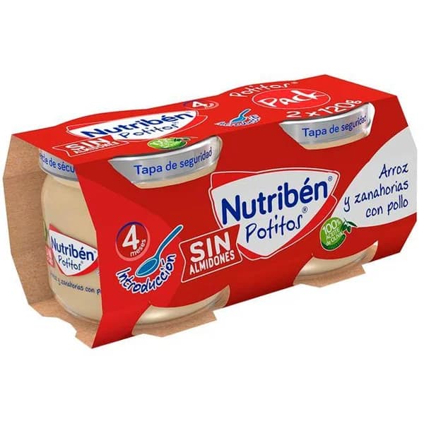 Potito iniciación al arroz con pollo NUTRIBEN, pack 2x120 g - 0.24 kg - Imagen del producto en Findit