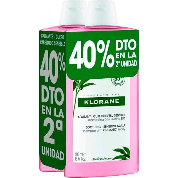 Champú de peonia KLORANE, pack 2x400 ml - 1 ud - Imagen del producto en Findit