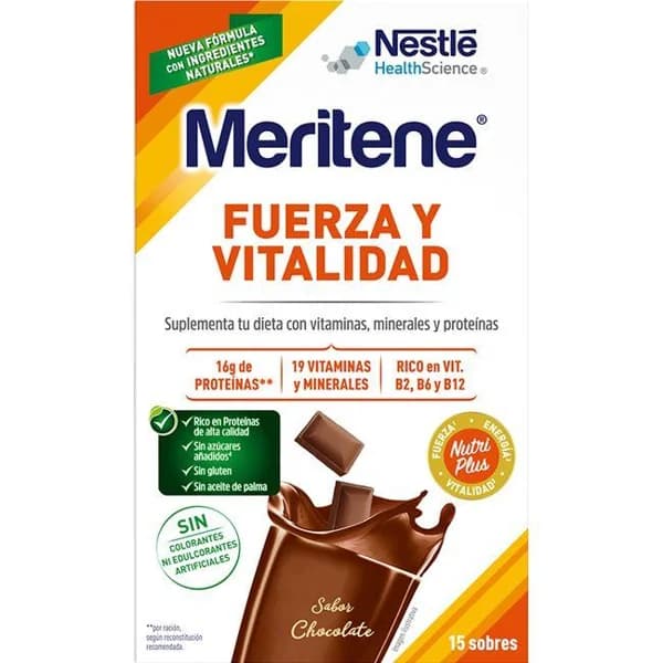 Bebida soluble sabor chocolate MERITENE, pack 15x30 g - 0.45 kg - Imagen del producto en Findit