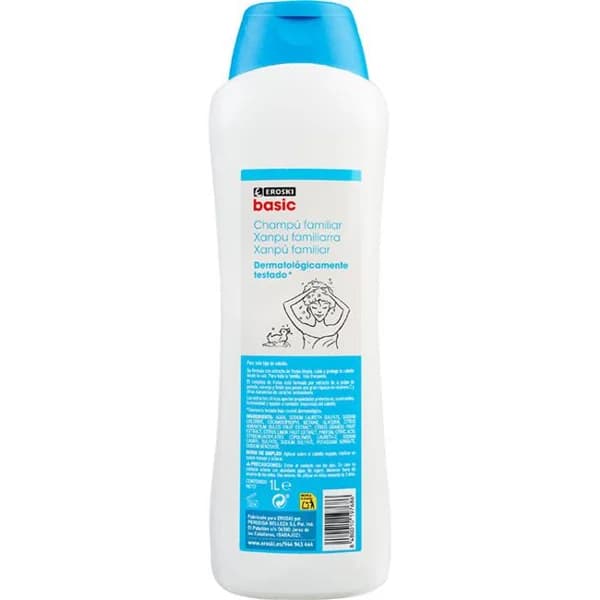 Champú familiar EROSKI BASIC, bote 1 litro - 1 l - Imagen del producto en Findit