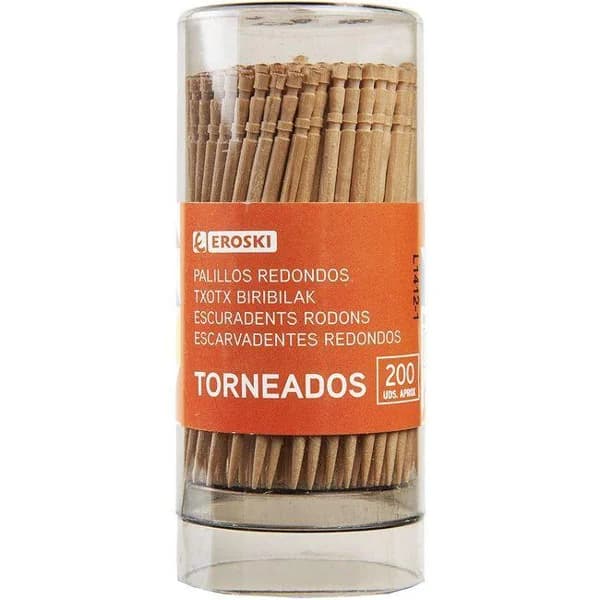 Palillo torneado en palillero EROSKI, bote 200 uds - 200 ud - Imagen del producto en Findit