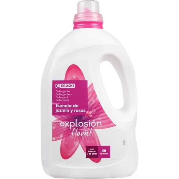 Detergente líquido floral EROSKI, garrafa 46 dosis - 46 ud - Imagen del producto en Findit