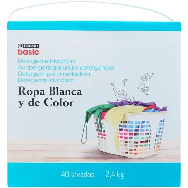 Detergente en polvo EROSKI BASIC, maleta 40 dosis - 40 ud - Imagen del producto en Findit