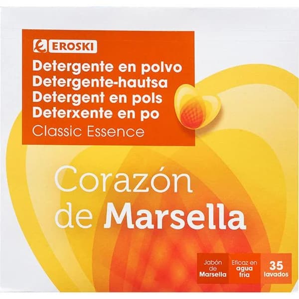 Detergente en polvo marsella EROSKI, maleta 35 dosis - 35 ud - Imagen del producto en Findit