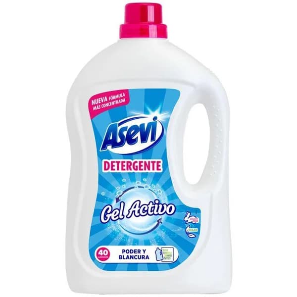 Detergente líquido gel activo ASEVI, garrafa 40 dosis - 40 ud - Imagen del producto en Findit