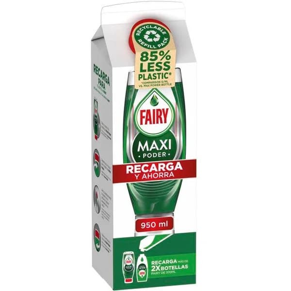 Lavavajillas a mano FAIRY MAXI PODER, brik 950 ml - 0.95 l - Imagen del producto en Findit