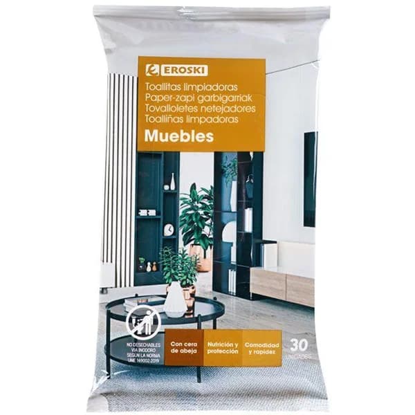 Toallitas limpiamuebles EROSKI, paquete 30 uds - 30 ud - Imagen del producto en Findit