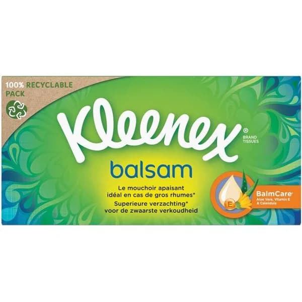 Pañuelo facial balsam KLEENEX, caja 80 uds - 80 ud - Imagen del producto en Findit