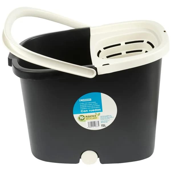 Cubo con ruedas-escurridor 15 litros EROSKI, pack 1 ud - 1 ud - Imagen del producto en Findit