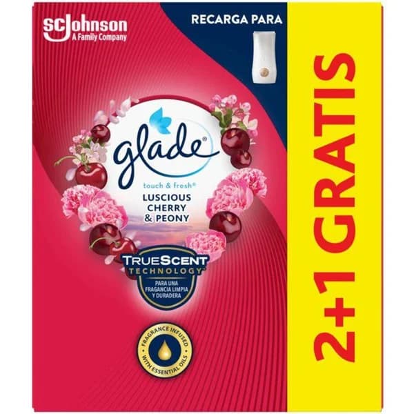 Ambientador minispray GLADE peonia un toque rec 3 unidades - 3 ud - Imagen del producto en Findit