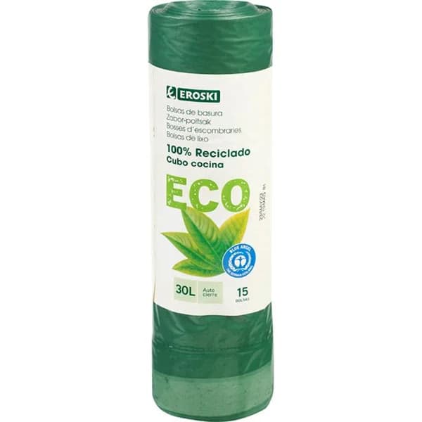 Bolsa de basura 30 litros EROSKI BIO/ECO, paquete 15 uds - 15 ud - Imagen del producto en Findit