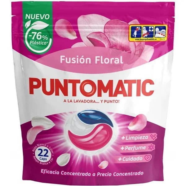 Detergente en cápsulas floral PUNTOMATIC, bolsa 22 dosis - 22 ud - Imagen del producto en Findit