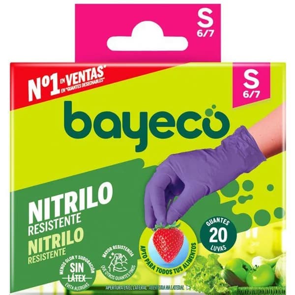 Guantes de nitrilo Talla S BAYECO, caja 20 uds - 20 ud - Imagen del producto en Findit