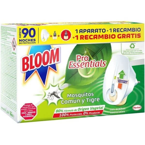 Insecticida eléctrico BLOOM, aparato+2 recambios, 90 dosis - 90 ud - Imagen del producto en Findit