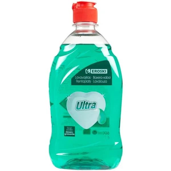 Lavavajillas a mano verde EROSKI, botella 600 ml - 0.6 l - Imagen del producto en Findit