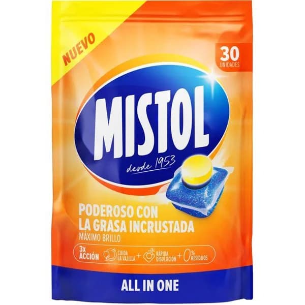 Lavavajillas máquina en pastillas MISTOL, bolsa 30 dosis - 30 ud - Imagen del producto en Findit