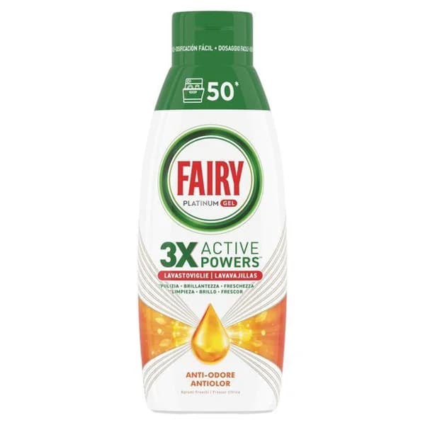 Lavavajillas máquina gel antiolor FAIRY, botella 50 dosis - 50 ud - Imagen del producto en Findit