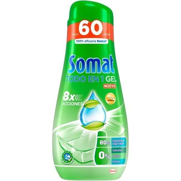 Lavavajillas gel verde nature SOMAT, botella 60 dosis - 60 ud - Imagen del producto en Findit