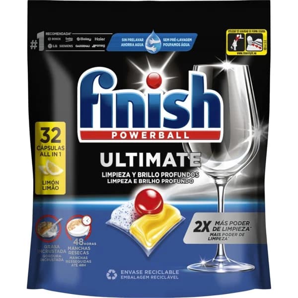 Lavavajillas máquina limón cápsulas FINISH, bolsa 32 dosis - 32 ud - Imagen del producto en Findit