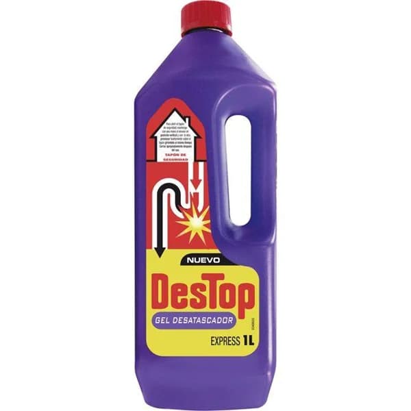 Limpiador desatascador gel sosa DESTOP, garrafa 1 litro - 1 l - Imagen del producto en Findit