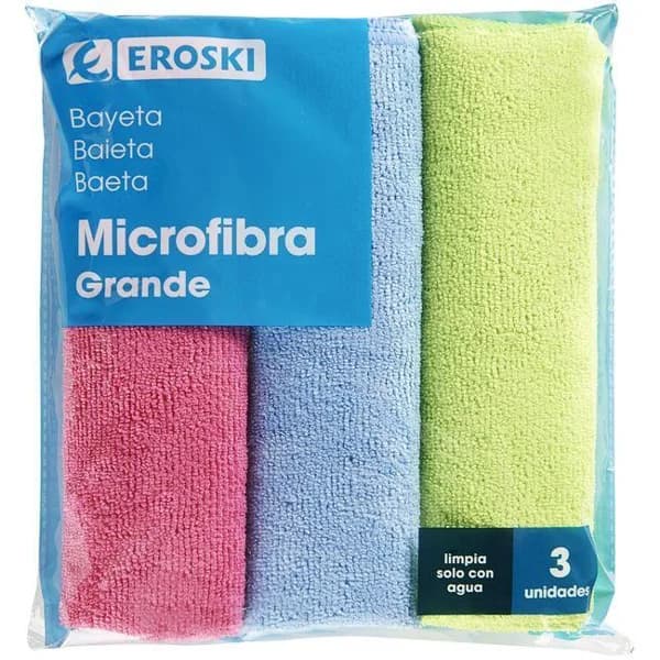 Bayeta microfibra grande EROSKI, pack 3 uds. - 1 ud - Imagen del producto en Findit