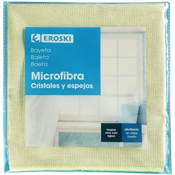 Bayeta microfibra para cristales EROSKI, pack 1 ud. - 1 ud - Imagen del producto en Findit