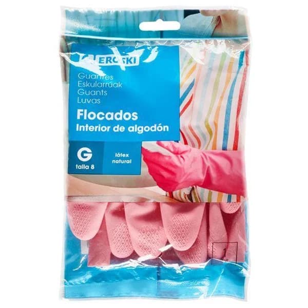 Guante flocado talla grande EROSKI, paquete 1 par - 1 ud - Imagen del producto en Findit