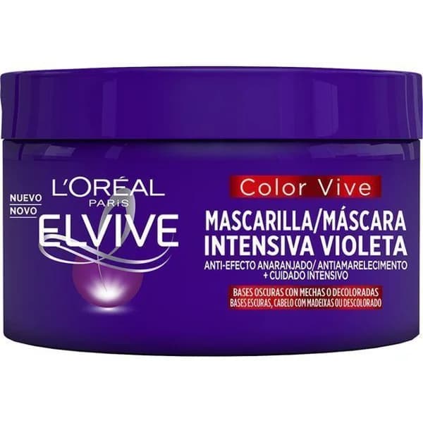 Mascarilla capilar violeta ELVIVE, tarro 250 ml - 1 ud - Imagen del producto en Findit
