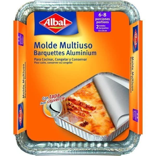 Molde de aluminio multiuso 32x26 ALBAL, pack 2 uds - 2 ud - Imagen del producto en Findit