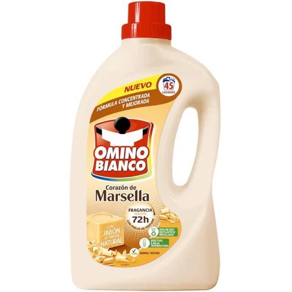 Detergente líquido Marsella OMINO BIANCO, garrafa 45 dosis - 45 ud - Imagen del producto en Findit