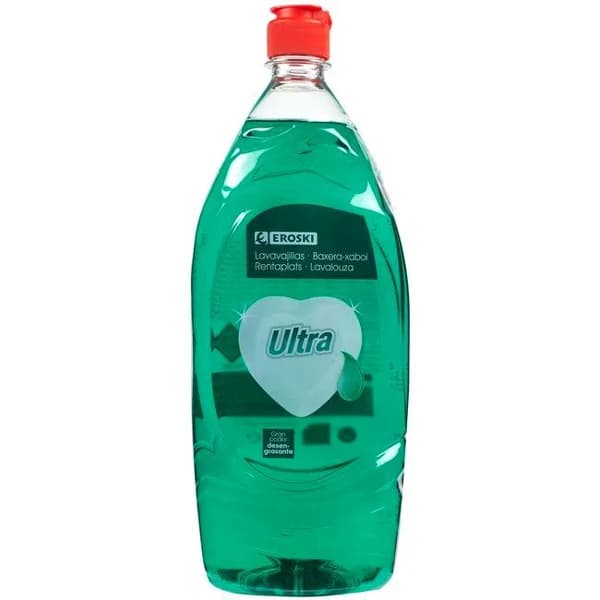 Lavavajillas a mano verde EROSKI, botella 1,3 litros - 1.3 l - Imagen del producto en Findit