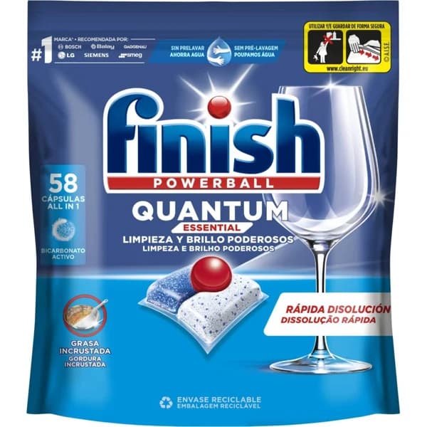 Lavajillas quantum FINISH ESSENTIALS, bolsa 58 dosis - 58 ud - Imagen del producto en Findit