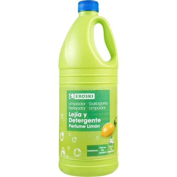 Lejía con detergente limón EROSKI, garrafa 2 litros - 2 l - Imagen del producto en Findit