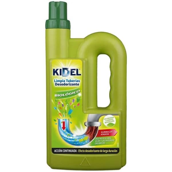 Limpia tuberías desodorizante biológico KIDEL, garrafa 1 litro - 1 l - Imagen del producto en Findit