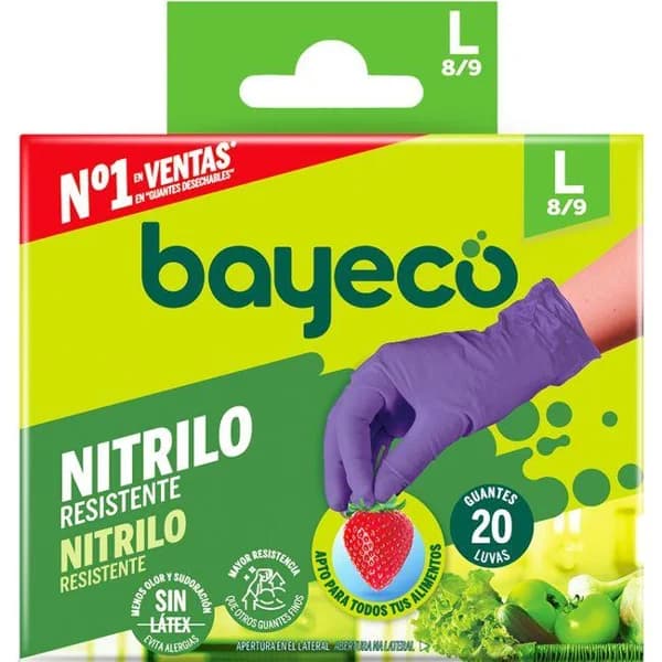 Guantes nitrilo talla L BAYECO, caja 20 uds - 20 ud - Imagen del producto en Findit