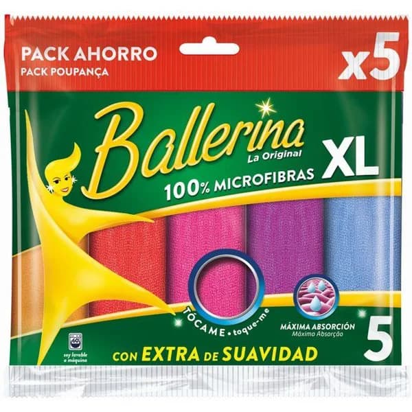 Bayeta microfibras multiusos BALLERINA COLLECTION, pack 5 uds - 5 ud - Imagen del producto en Findit