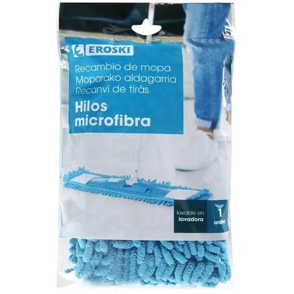 Mopa hilos microfibra EROSKI, recambio 1 ud - 1 ud - Imagen del producto en Findit