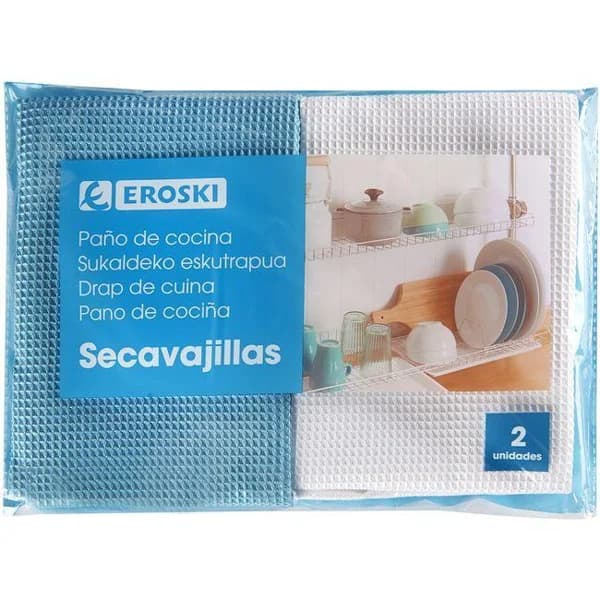 Paño secavajillas EROSKI, paquete 2 uds. - 1 ud - Imagen del producto en Findit