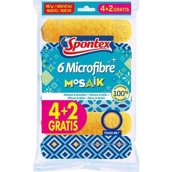Bayeta microfibra mosaik SPONTEX, pack 4+2 uds. - 1 ud - Imagen del producto en Findit