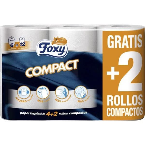 Papel higiénico compact FOXY, paquete 6 rollos - 6 ud - Imagen del producto en Findit