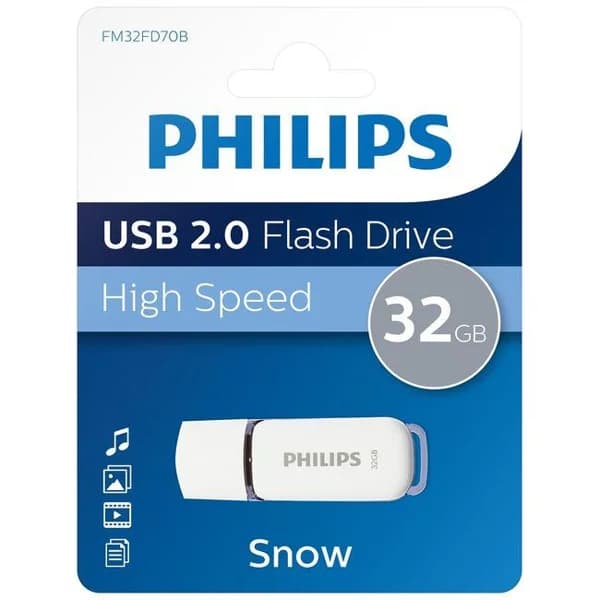 Pendrive blanco gris USB 2.0 de 32 GB Snow Grey PHILIPS - 1 ud - Imagen del producto en Findit