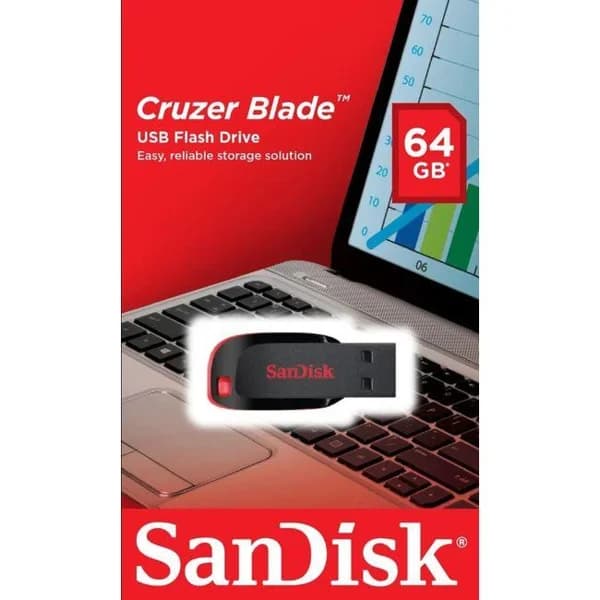 Pendrive negro USB 2.0 de 64 GB Cruzer Blade SDCZ50 SANDISK - 50 ud - Imagen del producto en Findit