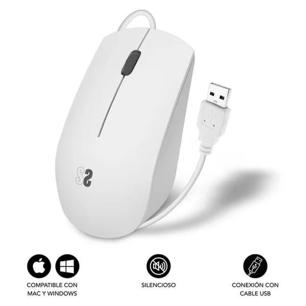 Ratón óptico con cable blanco Silencioso Business SUBBLIM - 1 ud - Imagen del producto en Findit