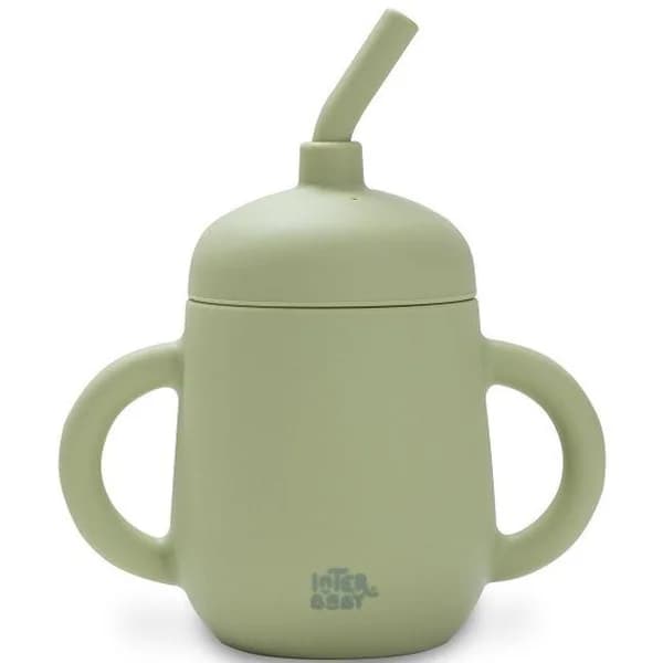 Taza verde agua antigoteo de entrenamiento con pajita de silicona INTERBABY - 1 ud - Imagen del producto en Findit
