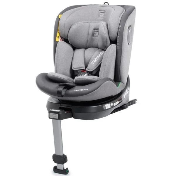 Silla de coche evolutiva Aitana i-Size gris 40-150 BABYAUTO Silla de coche giratoria sobre la base con pata de apoyo. Apto desde el nacimiento (0 meses) hasta  150 cm de altura o 36 kg. Homologacion Europea: R129 I-SIZE 40-150 cm.  Instalación con isofix + pata de apoyo, a contramarcha (ACM hasta los 105 cm o 18 kg)). Giratoria 360º, con protección lateral y reclinable en 5 posiciones. El cinturón  top-tether. y de 5 puntos. El reposacabezas es ajustable en 7 niveles. La silla de coche permite transportar a los niños en 6 posiciones de reclinado (ACM y Con la marcha) y gracias al sistema evolutivo de la silla es posible adaptar fácilmente los cinturones integrados junto con el reposacabezas. Giratoria 36 grados, lo que permite girar la silla de coche hacia la puerta para abrochar al niño con más facilidad. Funda extraíble fácil de limpiar y un compartimento para guardar los cinturones integrados. - 1 ud - Imagen del producto en Findit